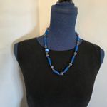 Vintage Acrylic Blue and Striped Bead Necklace Photo 5