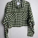 BDG Urban Outfitters Women Size Medium Carissa Green Flannel Crop Jacket Oversized Photo 0