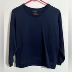 J.Crew  navy blue luxe cropped sweatshirt with bracelet length sleeves, size XXS Photo 0