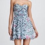 Erin Fetherston Strapless Blue Pink Mini Dress Sweetheart Neckline Size 6 Womens Photo 1
