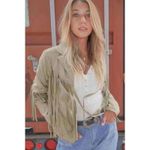 NWT Cropped Soft Faux Western Fringe Suede Open Style Lined Jacket Coat M Cream Size M Photo 11