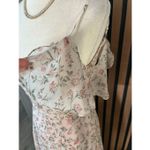 David's Bridal DB studio floral maxi bridesmaids dress sz 2 off the shoulder sleeves light &com Photo 4