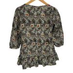 Liberty of London for Target Popover Blouse Women XS Peacock Feather Peplum Hem Brown Photo 1