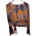 Free People  Fiona's Wrap Paisley Bohemian Blouse With Bell Sleeves Photo 3