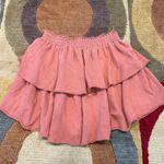 Aerie Tiered Mini Ruffle Skirt Sweatshirt Material Distressed Burnt Orange M Photo 3