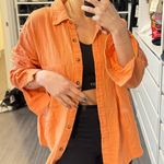 Luna B Orange Linen Button Up Photo 0