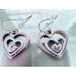 Handmade Heart Earrings Valentine' s Open Cut Triple Designs Dangle Hoo… Photo 8