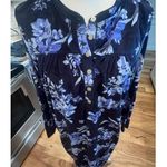 Aria  WARM FUZZY BLUE ROSE FLORAL 3/4 BUTTON NECK NIGHTGOWN WOMENS MEDIUM Photo 2