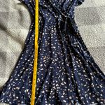 Stitch Fix Kailegh () Small Navy Blue with Beige Print Faux Wrap Dress NWT Photo 3
