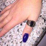Anthropologie Gold-Brass tone ring with black onyx Photo 0