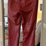 ZARA Red Faux Leather Pants Women’s Medium High Rise Straight Leg Photo 0