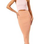 Petal and Pup  Sofi midi dress bodycon ribbed colorblock coral pink slit cutout Photo 8