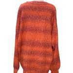 Calvin Klein Orange & Pink Striped Knit Wool Blend Long Sleeve Crew Neck Sweater Photo 1