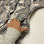 Aerie Shacket Womens Medium Gray Blue White Plaid Flannel Shirt Oversized Photo 9