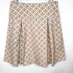 J. McLaughlin Womens Pleated A-Line Skirt Chain Link Print Orange Green Size 10 Photo 0