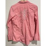 Wrangler  47 Pink Western Shirt Long Sleeve Large Cotton Embroidered Metal Button Photo 1