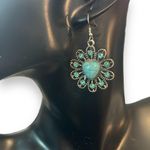 Jessica Simpson Turquoise Ornate Flower Dangle Earrings Photo 5