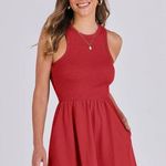 NEW Midi Knit High Neck Tank Top Racerback Pockets Dress XL Red Photo 7