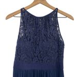 Adrianna Papell Formal Lace Maxi Dress Flowy Chiffon Sleeveless Navy Blue US 2 Photo 4