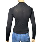 SHUSHU Women’s Size S Black Keyhole Ruched Puckered Front Mockneck Shirt Top Photo 4