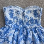 NWT Kelsis Blue and White Floral Strapless Mini Dress Size Medium Photo 6