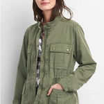 Gap  Army Green The Utility Jacket Medium Cotton‎ Stretch Cargo Military Fall EUC Photo 0