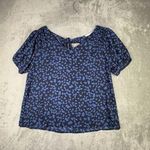 Lush Clothing Lush Shirt Medium Blue Micro Floral Flower Michelle Tie Back Blouse Boho Peasant Photo 1