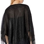 Steve Madden Black Lurex Fringe Poncho Shawl Cover Photo 7