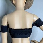 Xhilaration Xhiliration Black Lace Up Corset Off Shoulder Swim Top Small Photo 5