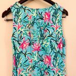 Stella Parker Collection Tropical Floral V Neck Tassel Sleeveless Ruffle Dress L Blue Size L Photo 6