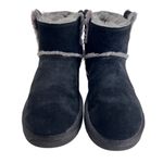UGG  Women's Classic Mini Spill Seam Shearling Boot Black Suede Sheepskin Photo 11