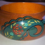 Vintage Wooden Green Paisley Design Boho Bangle Bracelet Brown Photo 0