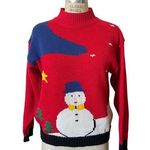 Diane Von Furstenberg Vintage  Red Mockneck Snowman Sweater Size Sweater Photo 0