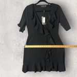 Pretty Little Thing New Black Frill Wrap Ruffle Dress Short Sleeve Twelve Photo 5