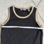 Kate Hill  Silk & Cotton Tank Top Black with Tan Contrast Trim Sleeveless Knit Photo 2