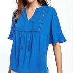 Old Navy  Pintuck Ruffle-Sleeve Swing Top Blouse in The Cerulean Life Blue Sz XXL Photo 0