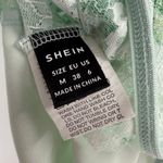 SheIn  Mint Floral Lace Off Shoulder Dainty One Piece Lingerie Bodysuit Medium Photo 2