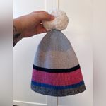 Gap Women's Striped Pom Pom Shimmery Winter Hat Beanie One Size Photo 8