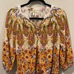 Anthropologie FIG AND FLOWER Paisley Floral 3/4 Sleeve Buttons Blouse Photo 0