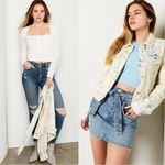 Free People Retro Acid Wash Bohemian Denim Jean Jacket Tie Dye Size Large NWT Photo 12