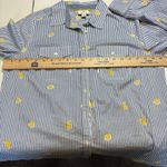 st. john's bay  Women's Button Up Spring Shirt Blue Striped Lemons M Cotton Photo 12