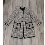 Nanette Lepore  Tweed Coat Womens 2 Cream Black Designer Classic Parisian Chic Photo 7