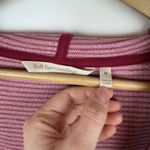 Soft Surroundings  Red‎ Pink Striped Cardigan Sz M Hooded Open Front Knit Comfort Photo 6