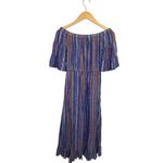 Blue Island Beach Off The Shoulder High Low Dress Women’s Sz XS Chambray Stripe Photo 2