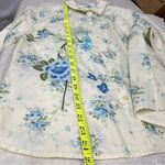 NWT Crazy Horse Liz Claiborne L Cream Blue Floral button down embroidered shirt Size L Photo 5