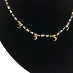 BEADED CHOKER Crescent Moon Charms Purple Black Grey Brass Photo 1