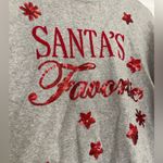Forever 21 Holiday or Ugly Christmas Sweater gray crew neck with red sequin writing size L Photo 6