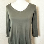 J. Jill Shirt Top‎ Womens Small Green 3/4 Sleeve V Neck Pullover Photo 0
