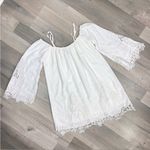 Rue 21  Crochet Lace Insets Off‎ The Shoulder Tunic Top White Small Photo 11