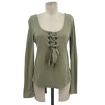 Free People Looking Back Lace-Up Top Sage Green Size Medium Photo 2